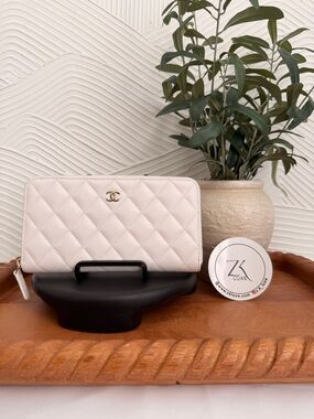 CHANEL Caviar Coco Mark Matelasse Leather Long Wallet